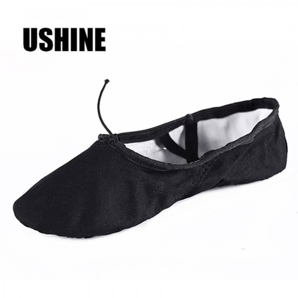 USHINE EU22-45 Professional Black Flat Soft Zapatos De Baile De Ballet Canvas Women Ballet Dance Shoes Girls Kids Children