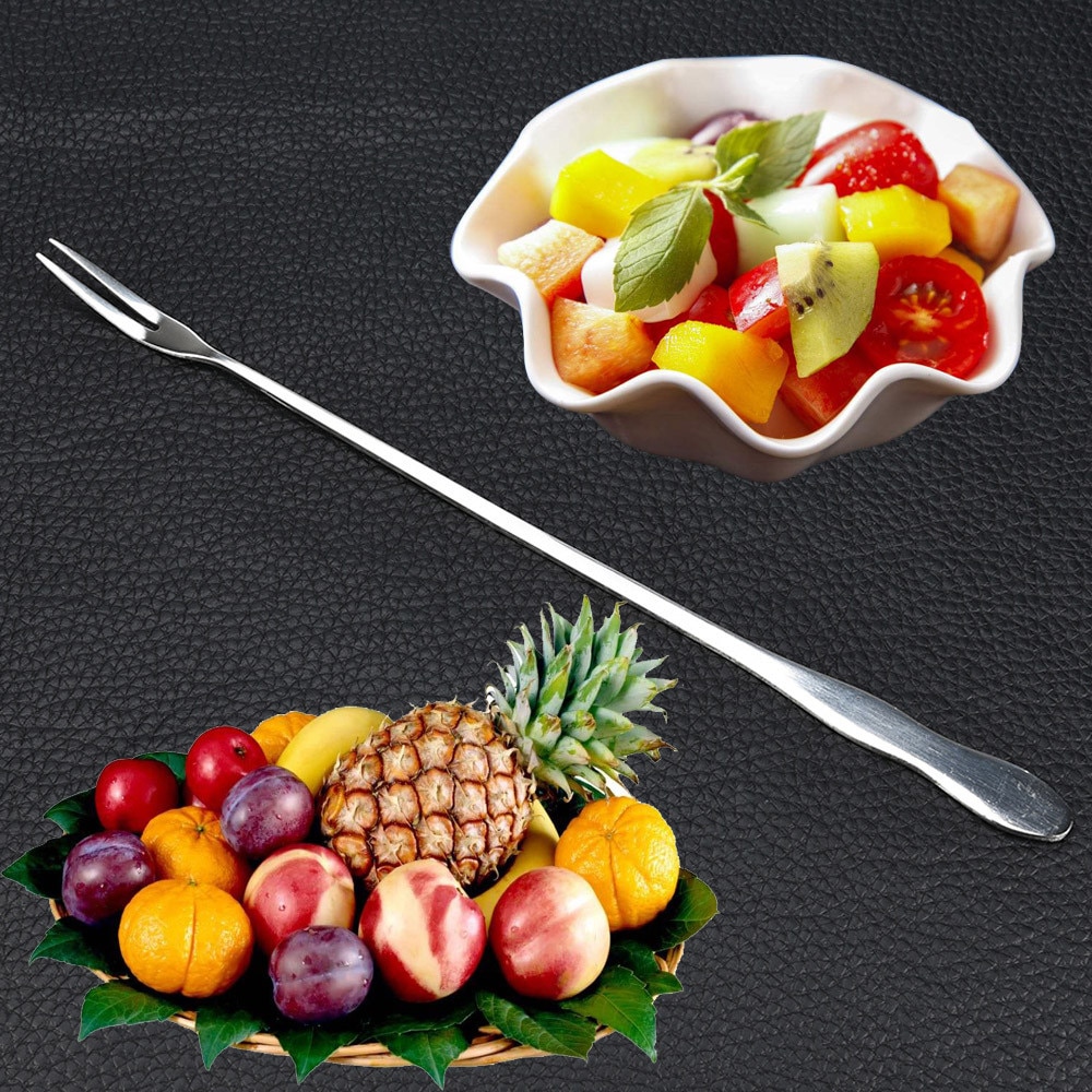 Fruit Fork With A Long Handle Stainless Steel Salad Forks For Cocktail Cutlery Dessert  Vegetables Cake Kitchen Tableware   F13
