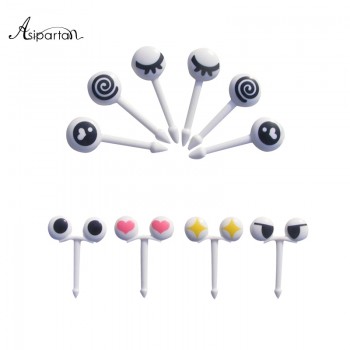 Asipartan 10pcs/set  Mini Eye Cartoon Fruit Fork Plastic Fruit Toothpick Bento Lunch For Children Decorative Tableware