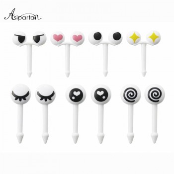 Asipartan 10pcs/set  Mini Eye Cartoon Fruit Fork Plastic Fruit Toothpick Bento Lunch For Children Decorative Tableware