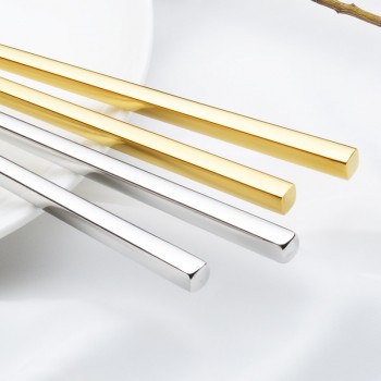 304 Stainless Steel Metal chopsticks Hollow Non-Slip Anti-Hot Chopsticks Square Design 1 Pairs