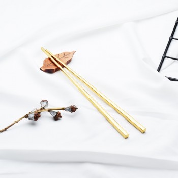 304 Stainless Steel Metal chopsticks Hollow Non-Slip Anti-Hot Chopsticks Square Design 1 Pairs