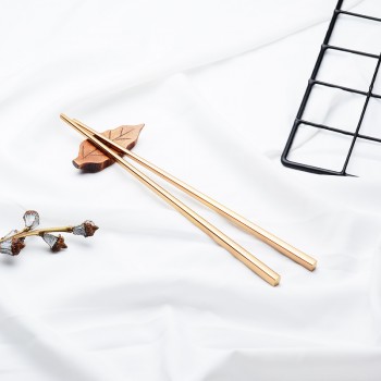 304 Stainless Steel Metal chopsticks Hollow Non-Slip Anti-Hot Chopsticks Square Design 1 Pairs