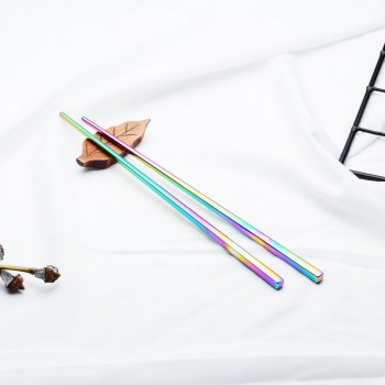 304 Stainless Steel Metal chopsticks Hollow Non-Slip Anti-Hot Chopsticks Square Design 1 Pairs