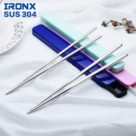 IRONX Sushi chopsticks set with portable box Stainless steel hashi chop sticks case