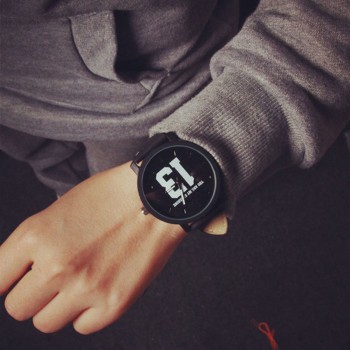 Couple Watches Fashion Lovers  Hot Selling Quartz Analog Faux Black Leather Band Wrist Watch With Number 13 And 14 Dropshipping