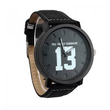 Couple Watches Fashion Lovers  Hot Selling Quartz Analog Faux Black Leather Band Wrist Watch With Number 13 And 14 Dropshipping