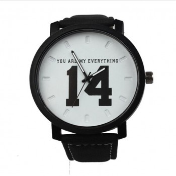 Couple Watches Fashion Lovers  Hot Selling Quartz Analog Faux Black Leather Band Wrist Watch With Number 13 And 14 Dropshipping