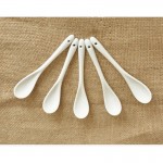 5Pcs High Quality Coffee Spoon Kitchen Supply Ceramic Spoon Pure White Bone China Tableware Tea Small Spoon Porcelain Scoop