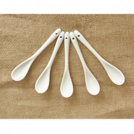 5Pcs High Quality Coffee Spoon Kitchen Supply Ceramic Spoon Pure White Bone China Tableware Tea Small Spoon Porcelain Scoop