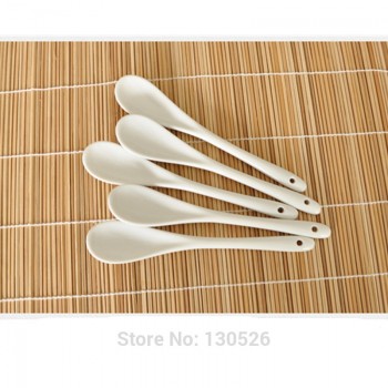 5Pcs High Quality Coffee Spoon Kitchen Supply Ceramic Spoon Pure White Bone China Tableware Tea Small Spoon Porcelain Scoop