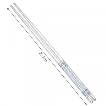 HILIFE Durable Tableware Blue and White Pattern Hollow Anti-scald Non-Slip Chopsticks 5 Pair Stainless Steel 201