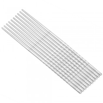 HILIFE Durable Tableware Blue and White Pattern Hollow Anti-scald Non-Slip Chopsticks 5 Pair Stainless Steel 201