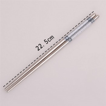 5 Pairs blue and white porcelain round chopsticks set durable food grade 304 stainless steel Chinese traditional kitchen cutlery
