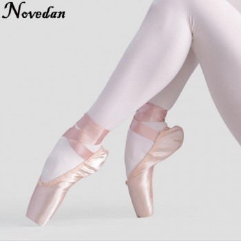New Satin Canvas Pointe Shoes With Ribbon And Gel Toe Pad Girls Womens Pink Professional Ballet Dance Pointe Toe Shoes