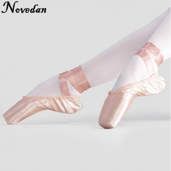 New Satin Canvas Pointe Shoes With Ribbon And Gel Toe Pad Girls Womens Pink Professional Ballet Dance Pointe Toe Shoes