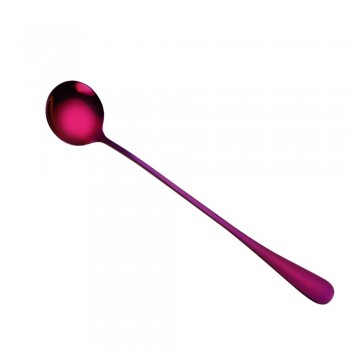 Round head long handle spoon Colorful stainless steel Spoons Flatware Drinking Tools Kitchen Gadget Coffee fruit teaspoon F10