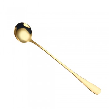 Round head long handle spoon Colorful stainless steel Spoons Flatware Drinking Tools Kitchen Gadget Coffee fruit teaspoon F10
