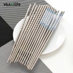 vanzlife home skid against stainless steel chopsticks five pairs blue and white kit food-grade printing thread dinner chopsticks
