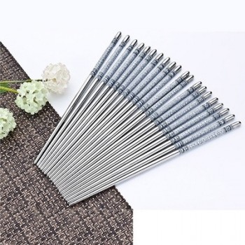 vanzlife home skid against stainless steel chopsticks five pairs blue and white kit food-grade printing thread dinner chopsticks