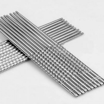 vanzlife home skid against stainless steel chopsticks five pairs blue and white kit food-grade printing thread dinner chopsticks