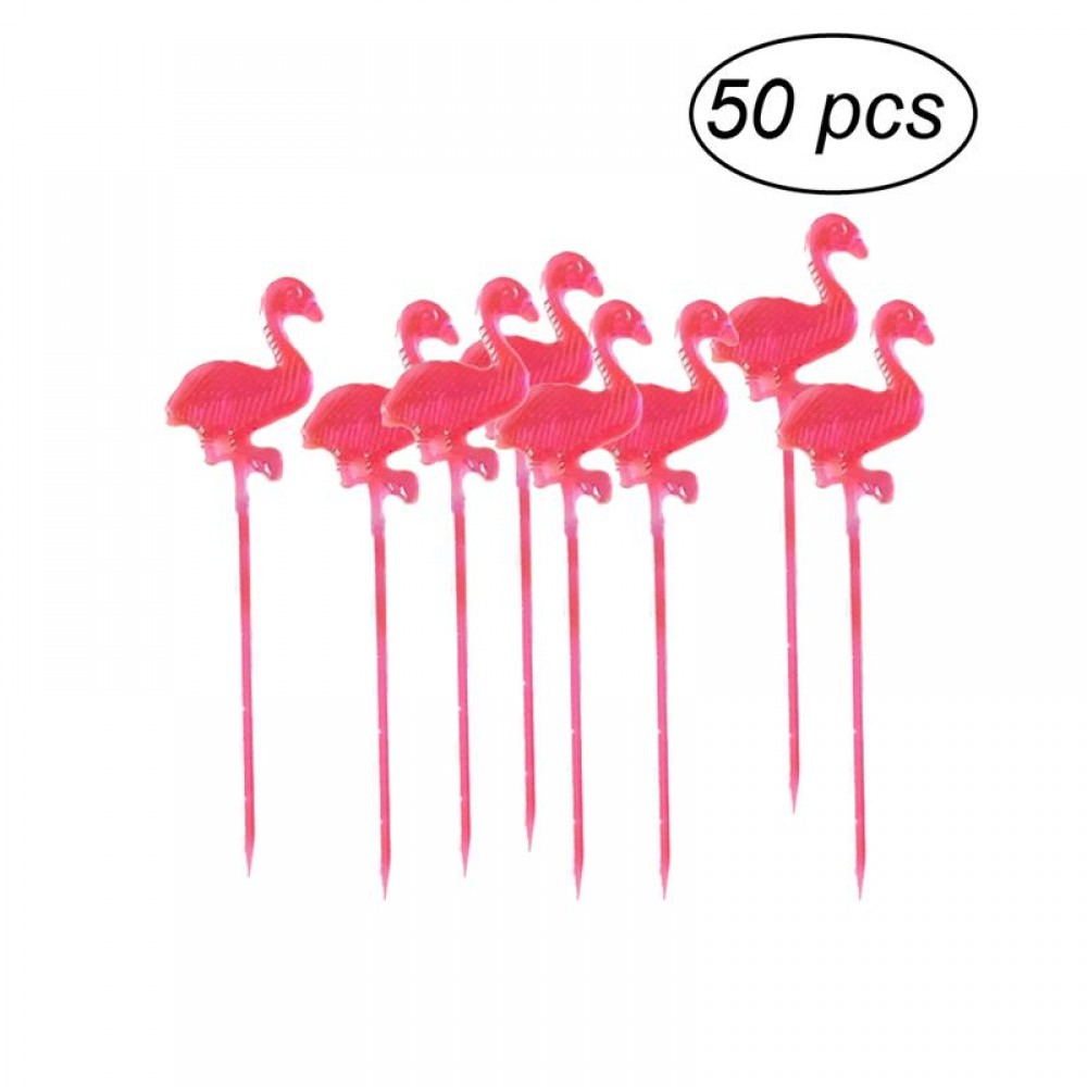 50 Pieces Flamingo Food Picks Buffet Cupcake Fruit Fork Cake Dessert Salad Sticks Cocktail Toothpick Skewer Party Supplies