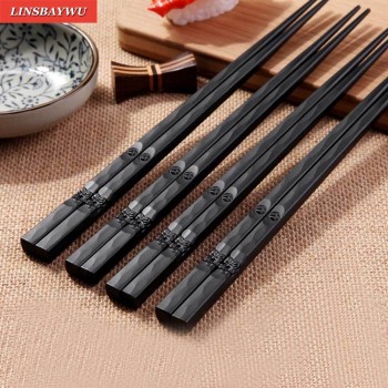 1 Pair Hot Sell Japanese Food Flower Handle Design Couple Reusable Chopsticks Alloy Non-Slip Sushi Chop Sticks Set Chinese Gift