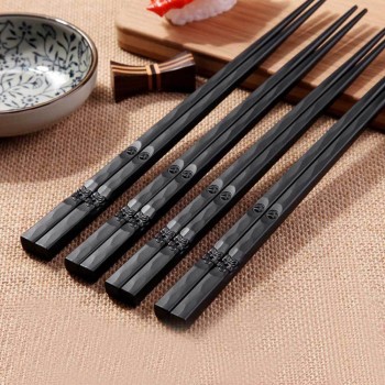 1 Pair Hot Sell Japanese Food Flower Handle Design Couple Reusable Chopsticks Alloy Non-Slip Sushi Chop Sticks Set Chinese Gift