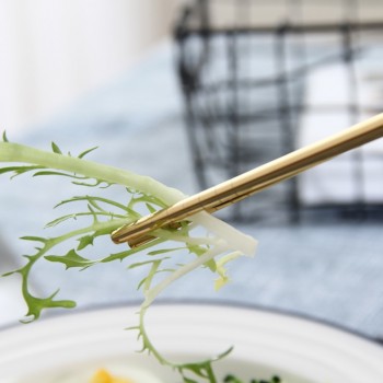 CHANOVEL 1 pairs 304 Stainless steel 23.5cm chopsticks Home Kitchen Dining Tools Eating noodles Square Tableware Easy to clean