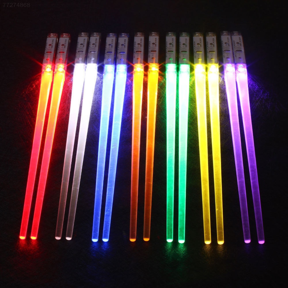 1 Pair of LED Lightsaber Chopsticks Light Up Durable Lightweight Portable BPA Free and Food Safe Tableware Lightweight Portable