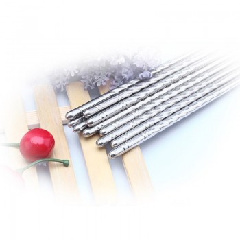 5 Pairs/lot korean Stainless Steel Chopsticks Exquisite Spiral Non-slip Chop Sticks Gift Home Kitchen BBQ Tool Kits VHE85 P30