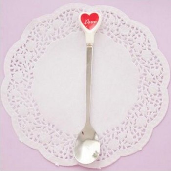 Ice cream dessert Tea Spoon Multicolor Love Hearts Long Ceramic Handle Stainless Steel Coffee Spoon Stirring Soup tableware A440