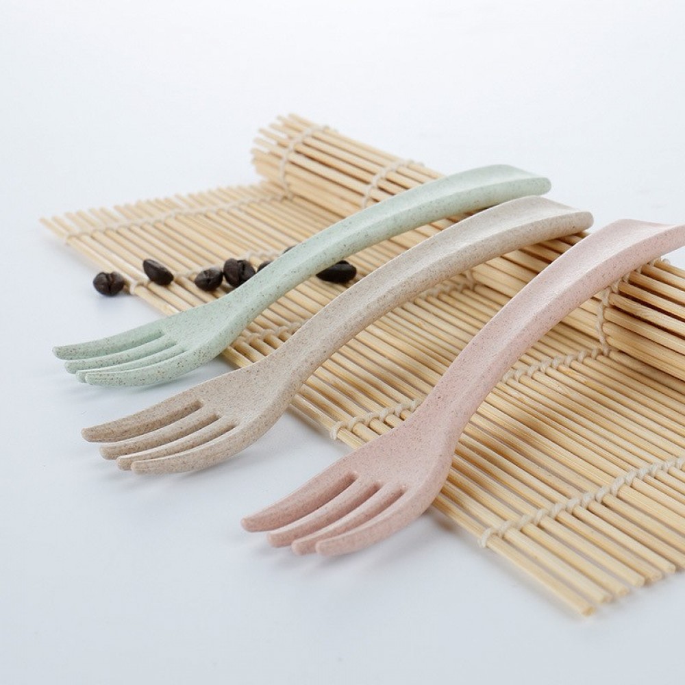 1pc Eco-friendly Wheat fiber Plastic Food grade Nursery Kids Baby Dinner Fork Dinnerware Tableware