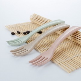 1pc Eco-friendly Wheat fiber Plastic Food grade Nursery Kids Baby Dinner Fork Dinnerware Tableware