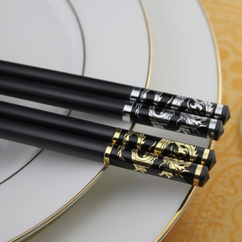 Luxury Household sushi Chopsticks Tableware dinnerware Alloy black chop sticks Chinese Style