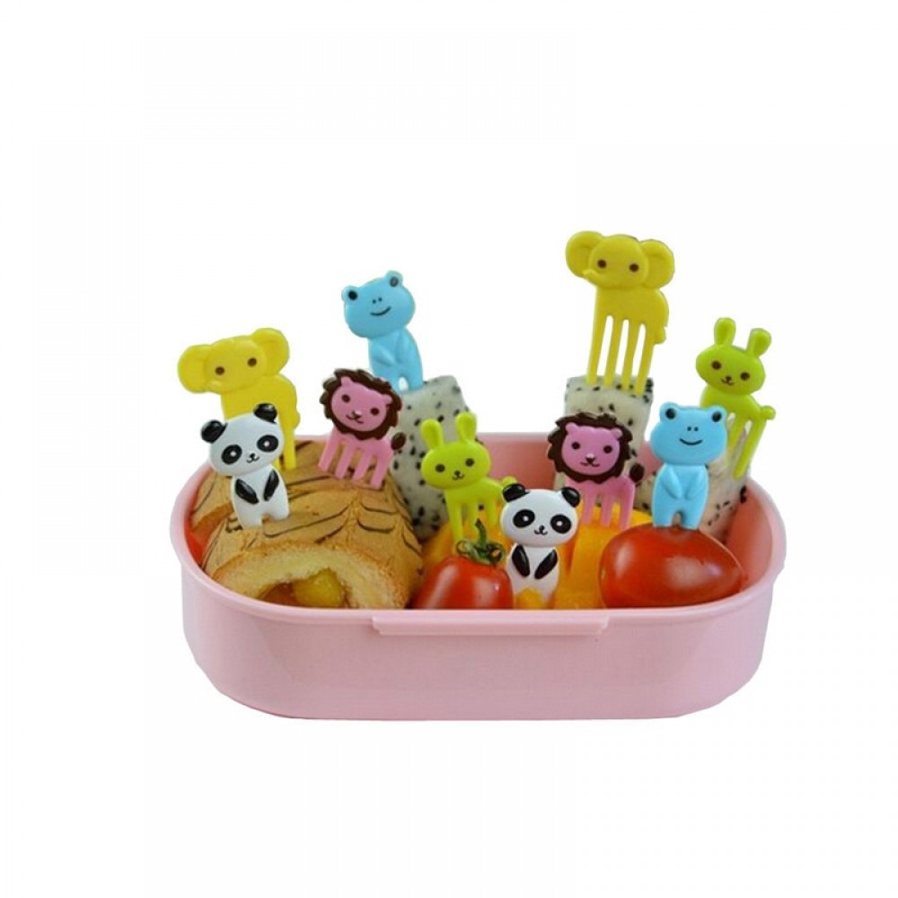 10pcs/set Animal child fruit fork creative plastic easy decoration Kitchen Bar Kids dessert forks stick eco friendly on sale