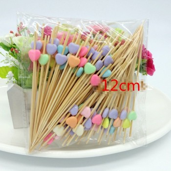 XUNZHE 12Cm Disposable bamboo / color acrylic Cocktail Drink Stirring Sticks Food Dessert Picks Fruit Fork postre accessories