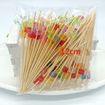 XUNZHE 12Cm Disposable bamboo / color acrylic Cocktail Drink Stirring Sticks Food Dessert Picks Fruit Fork postre accessories