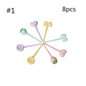 10/8/6pcs Party Decor Animal Farm Fruit Fork Mini Cartoon Children Snack Cake Dessert Food Fruit Pick Toothpick Bento Lunches