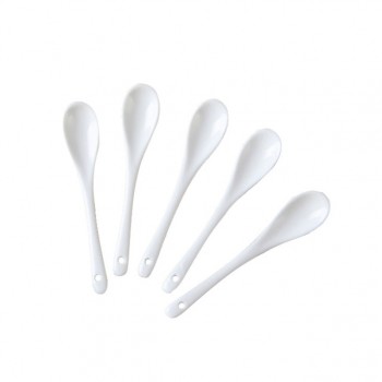 5 Pieces Health Brief White Ceramic Tea Spoon For Baby Feeding Honey Milk Soup Stir Coffee Spoon Small Ladle Kitchen Tool