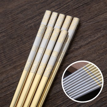 304 Stainless Steel chopstick Tableware Luxury Laser Engraving Korean Chopsticks Antiskid Household Metal Reusable Chopsticks