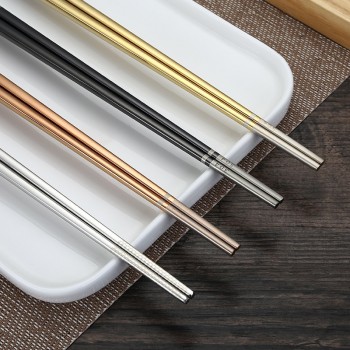 304 Stainless Steel chopstick Tableware Luxury Laser Engraving Korean Chopsticks Antiskid Household Metal Reusable Chopsticks
