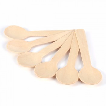 100Pcs Disposable Wooden Spoon Mini Ice Cream Spoon Wood Dessert Scoop Western Wedding Party Tableware Kitchen Accessories Tool