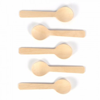 100Pcs Disposable Wooden Spoon Mini Ice Cream Spoon Wood Dessert Scoop Western Wedding Party Tableware Kitchen Accessories Tool