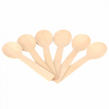 100Pcs Disposable Wooden Spoon Mini Ice Cream Spoon Wood Dessert Scoop Western Wedding Party Tableware Kitchen Accessories Tool