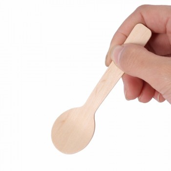100Pcs Disposable Wooden Spoon Mini Ice Cream Spoon Wood Dessert Scoop Western Wedding Party Tableware Kitchen Accessories Tool