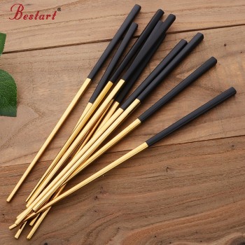 Cupital Style Chopsticks and Spoon Set 18/10 Stainless Steel reusable chopsticks Dessert Spoons Travel Tableware Set for Gift