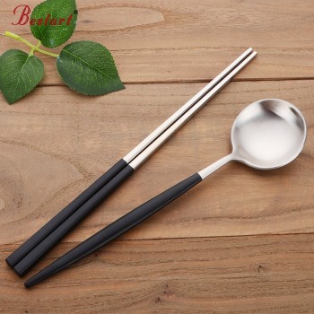 Cupital Style Chopsticks and Spoon Set 18/10 Stainless Steel reusable chopsticks Dessert Spoons Travel Tableware Set for Gift