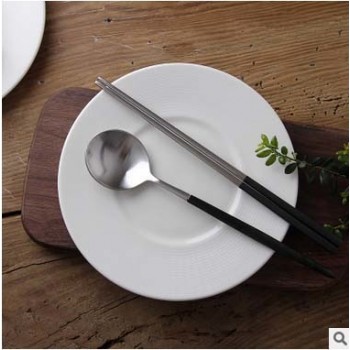 Cupital Style Chopsticks and Spoon Set 18/10 Stainless Steel reusable chopsticks Dessert Spoons Travel Tableware Set for Gift