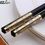 Chinese Gold Dragon Style Chopsticks Non-slip Alloy Sushi Chop Sticks Flatware Luxury Household Chopsticks 1 Pair CFC0932